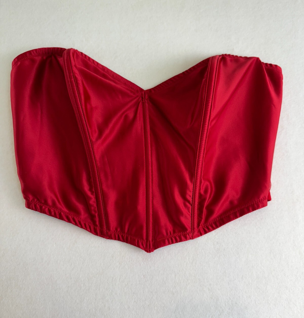 Victoria's Secret Satin Boned Strapless Balconet Bustier Bra Red XXL NWT